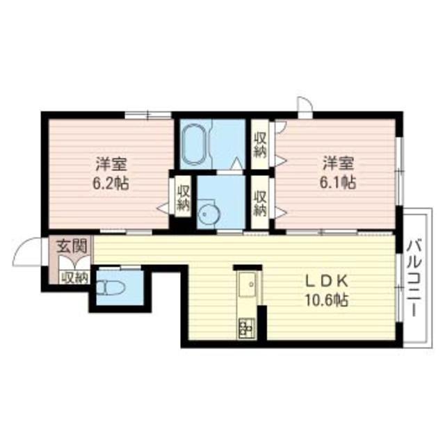 シャルマンD(2LDK/1階)の間取り写真