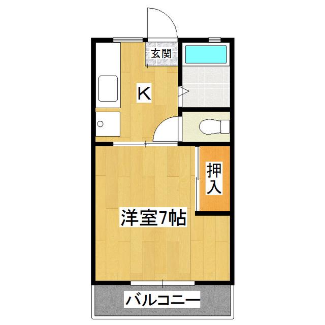 サクラハイムD(1K/2階)の間取り写真