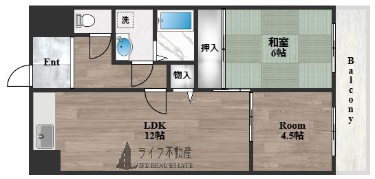 デルニエアン(2LDK/3階)の間取り写真