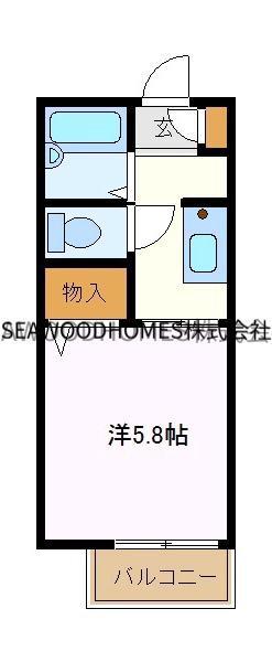 ヒルトップ金沢文庫I(1K/2階)の間取り写真