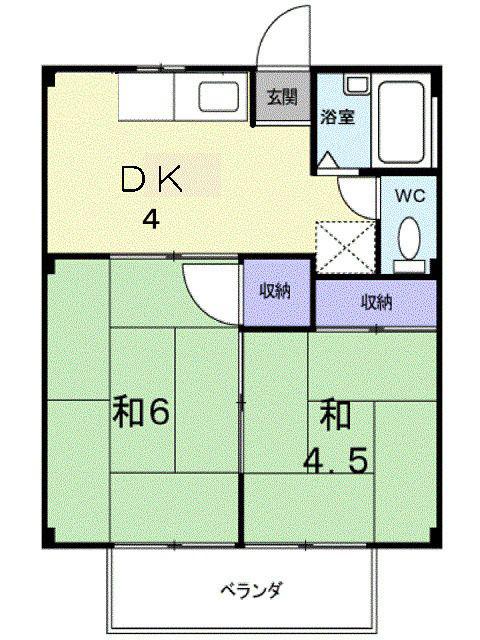シティハイツ松南(2DK/2階)の間取り写真