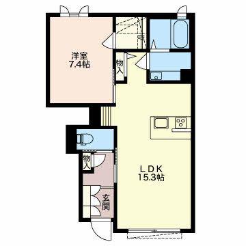 大樹の丘 THE TREE OF LIFE C棟(1LDK/1階)の間取り写真