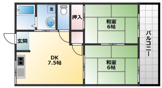 マンションさつき(2DK/1階)の間取り写真