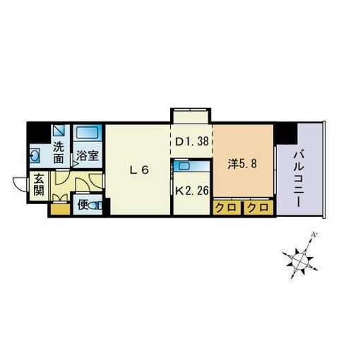 エスティメゾン薬院(1K/2階)の間取り写真