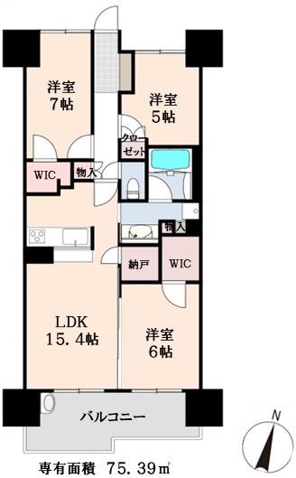 プレミスト高尾サクラシティ(3LDK/7階)の間取り写真
