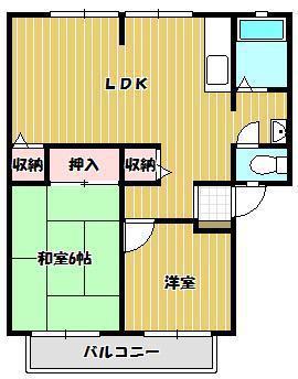 サンライフ三条B棟(2LDK/2階)の間取り写真