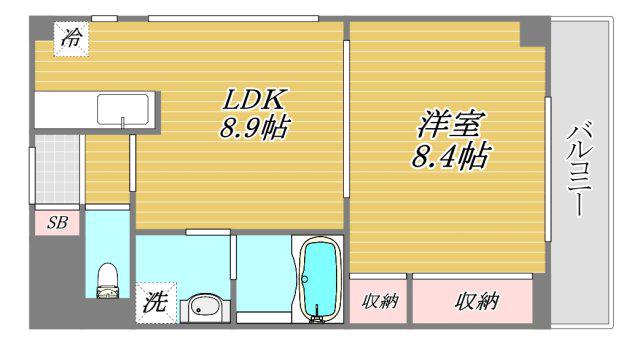 市両マンション(1DK/3階)の間取り写真