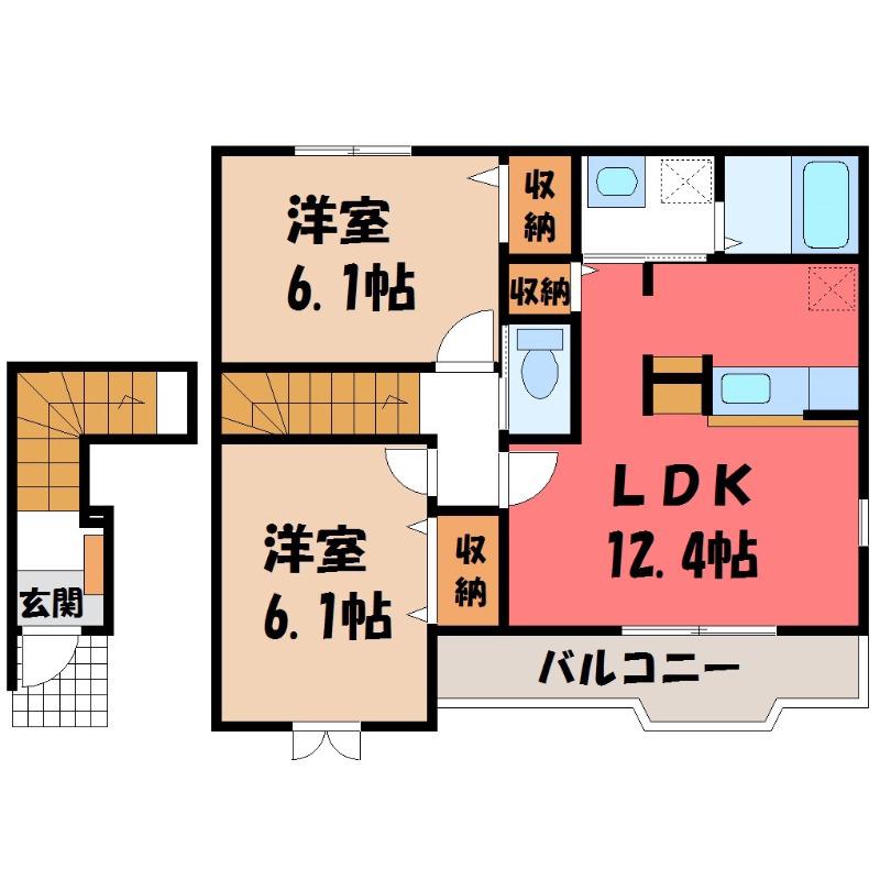 パラシオ(2LDK/2階)の間取り写真