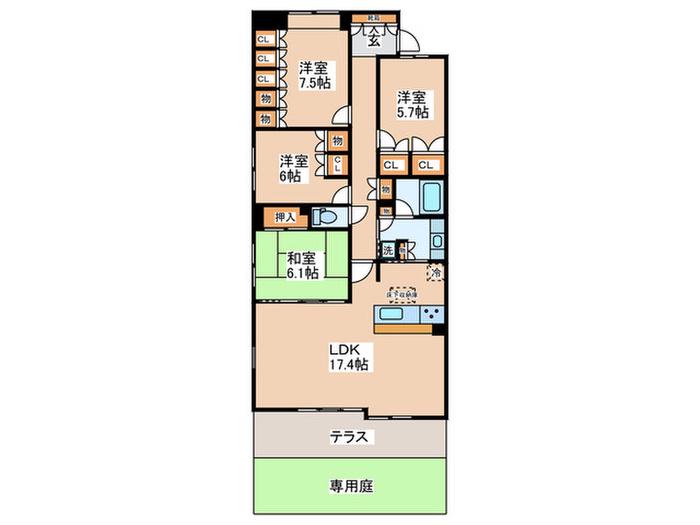 ライオンズ多摩センター翠彩の杜(4LDK/3階)の間取り写真