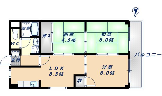 セレノ・ハイム川本(3LDK/3階)の間取り写真
