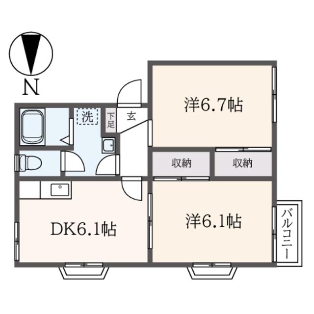 グリーンハイツ小柳(2DK/2階)の間取り写真