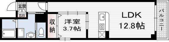 ソレイユ京都二条(1LDK/3階)の間取り写真