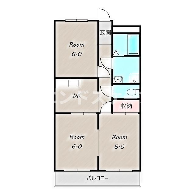 東原マンション(1LDK/2階)の間取り写真