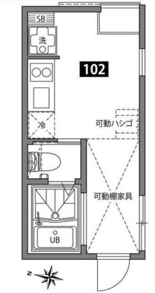 グランエッグス桜上水A 1F(ワンルーム/1階)の間取り写真