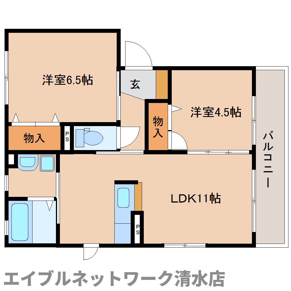 アメーヌ A棟(2LDK/1階)の間取り写真