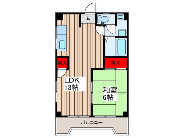 秋山商事ビル(1LDK/3階)の間取り写真