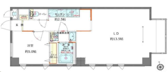 メルビケイ(1LDK/4階)の間取り写真