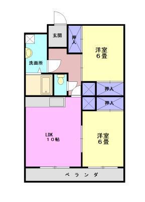 岡田マンション(2LDK/2階)の間取り写真