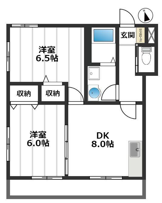 シャンテ(2DK/1階)の間取り写真