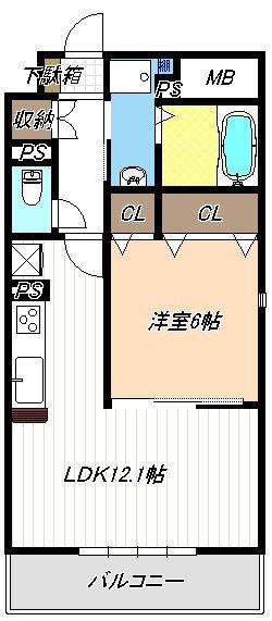ディアコートKII(1LDK/3階)の間取り写真