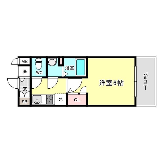 エスリード福島レジデンス(1K/7階)の間取り写真