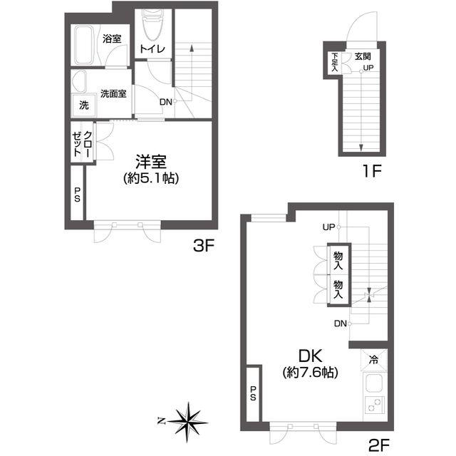 UVAS池袋(1LDK/2階)の間取り写真