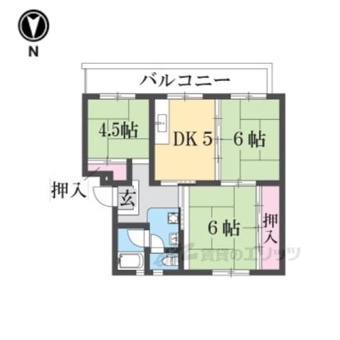 寝屋川団地C34号棟(2LDK/2階)の間取り写真
