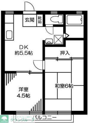 ブリーズ若葉(2DK/2階)の間取り写真