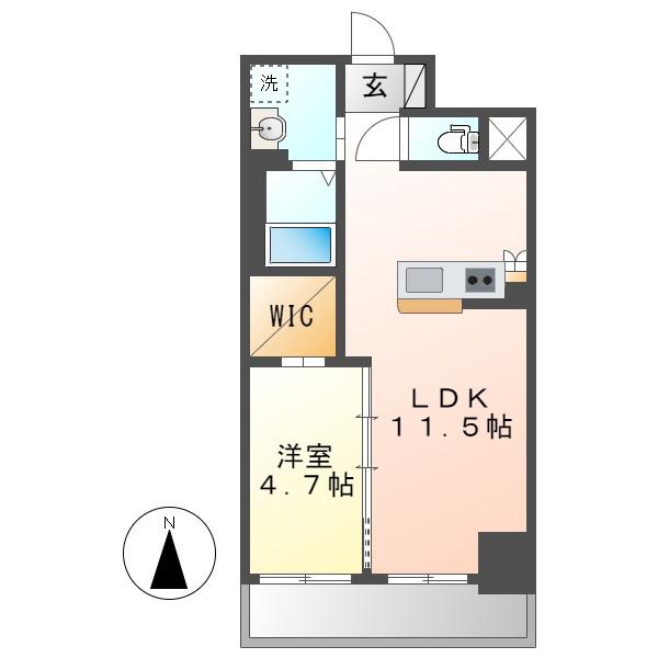 フェアモント千代田(1LDK/4階)の間取り写真