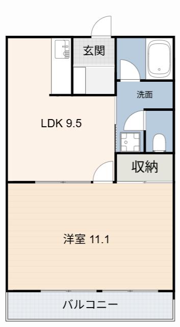 ロイヤルシティー小針(1LDK/1階)の間取り写真
