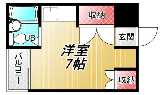 長瀬駅前マンションB棟(ワンルーム/2階)の間取り写真