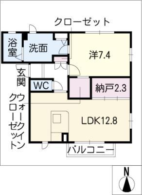 MASTTOWN敷田W棟(1LDK/1階)の間取り写真