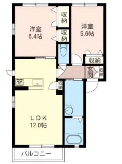 レ・クラヴィエA(2LDK/2階)の間取り写真