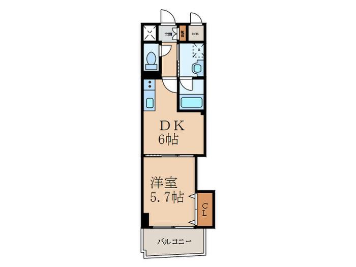 IHD MANSION(1DK/6階)の間取り写真