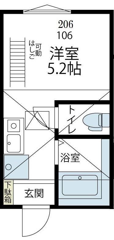 G・Aヒルズ川崎大師(ワンルーム/2階)の間取り写真