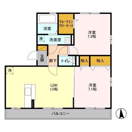 ラヴィエール(2LDK/3階)の間取り写真