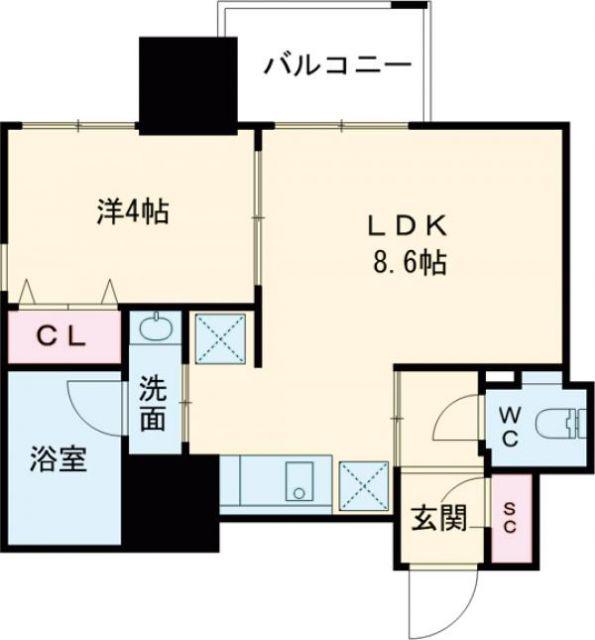 PLUM.YU(1LDK/2階)の間取り写真