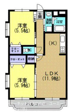 フィールドガーデン(2LDK/3階)の間取り写真
