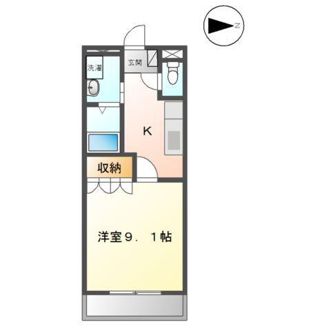 ボナールB(1K/2階)の間取り写真