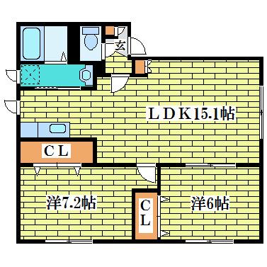 イーストパークハイツII(2LDK/2階)の間取り写真