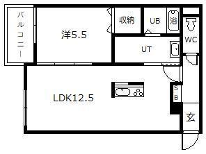 ATLANTIS3条通(1LDK/2階)の間取り写真