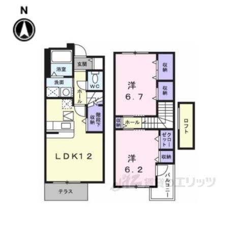 ベルアビタシオンⅠ(2LDK/1階)の間取り写真