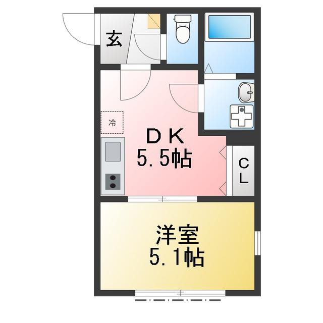 釜利谷東6丁目アパート(1DK/1階)の間取り写真