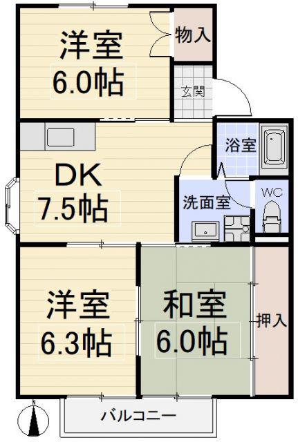 ハピネス幸(3DK/2階)の間取り写真