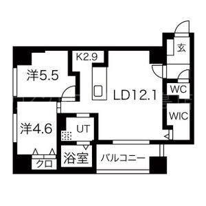 F006(2LDK/9階)の間取り写真