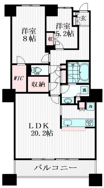 シティデュオタワー川口(2LDK/15階)の間取り写真