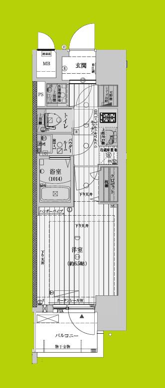 ファーストフィオーレ新町ファジスタ(1K/6階)の間取り写真