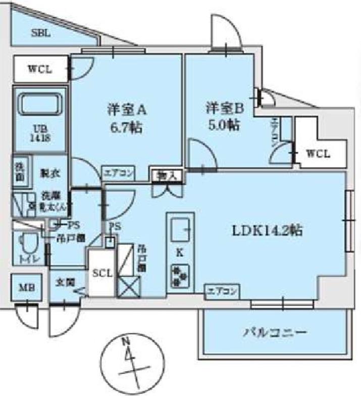 LEGALANABENO SANMEICHOリーガランドアベノ(2LDK/2階)の間取り写真