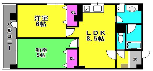 黒瀬ビル(2LDK/3階)の間取り写真