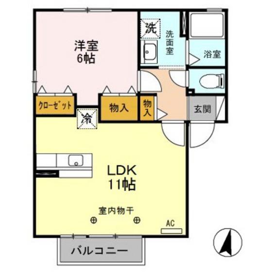 ブラン・メゾン(1LDK/2階)の間取り写真